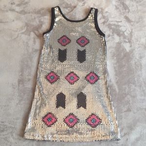 Shimmery Sequins Aztec Pattern Sleeveless Dress
